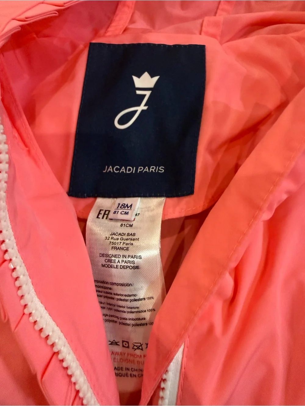 NWOT Jacadi Paris Pink Ruffle Rain & Wind Jacket